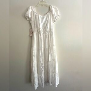 NWT Cottage core white maxi sundress Sz M Boho Flowy Feminine